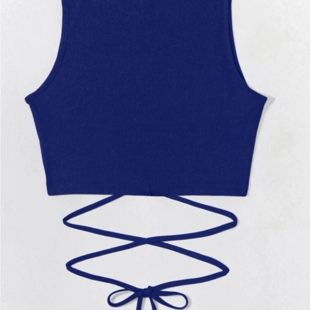 Blue lace up top